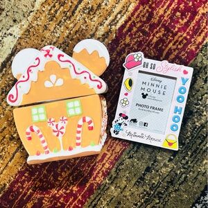 New Disney Minnie Mouse  gingerbread cookie jar and Minnie Photo Frame